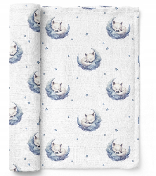 BOCIOLAND PIELUSZKA BAMBUSOWA OTULACZ KOCYK 75x75 ŚPIĄCE LISKI