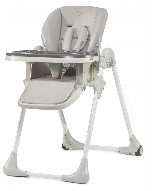 KINDERKRAFT KRZESEŁKO DO KARMIENIA DLA DZIECI YUMMY SZARE SKŁADANE