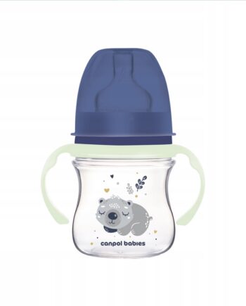 CANPOL BUTELKA SZEROKA Z UCHWYTAMI ŚWIECĄCYMI 120ml Sleepy Koala