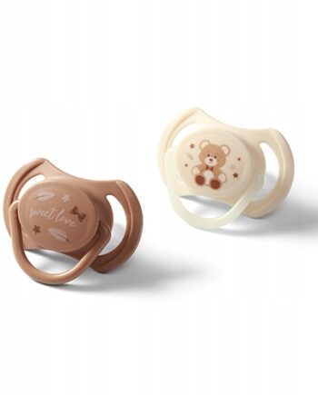 BABYONO SMOCZEK SYMETRYCZNY ŚWIECĄCY SILIKONOWY 0-6M 2 SZTUKI
