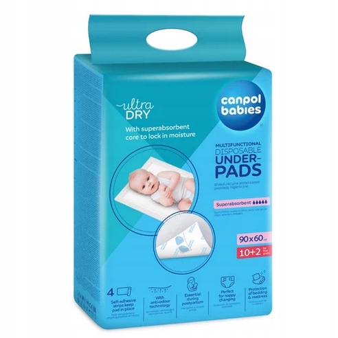 CANPOL PODKŁADY HIGIENICZNE NA ŁÓŻKO 60x90 12 SZT PRODUKT MEDYCZNY