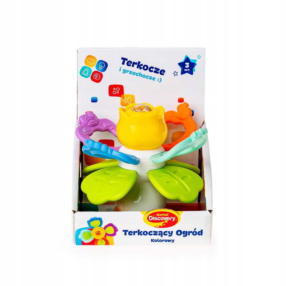 DUMEL TERKOCZĄCY OGRÓD Z PRZYSSAWKĄ KOLOROWY GRZECHOTKA GRYZAK 3M+