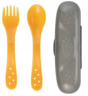 CANPOL ZESTAW SZTUĆCÓW WIDELEC I ŁYŻECZKA DLA DZIECI W ETUI ŻÓŁTY