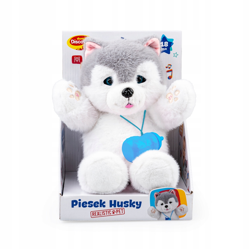 DUMEL PIESEK HUSKY KOŁYSANKI NAGRYWA DŹWIĘKI CZUJNIK DOTYKU 18M+