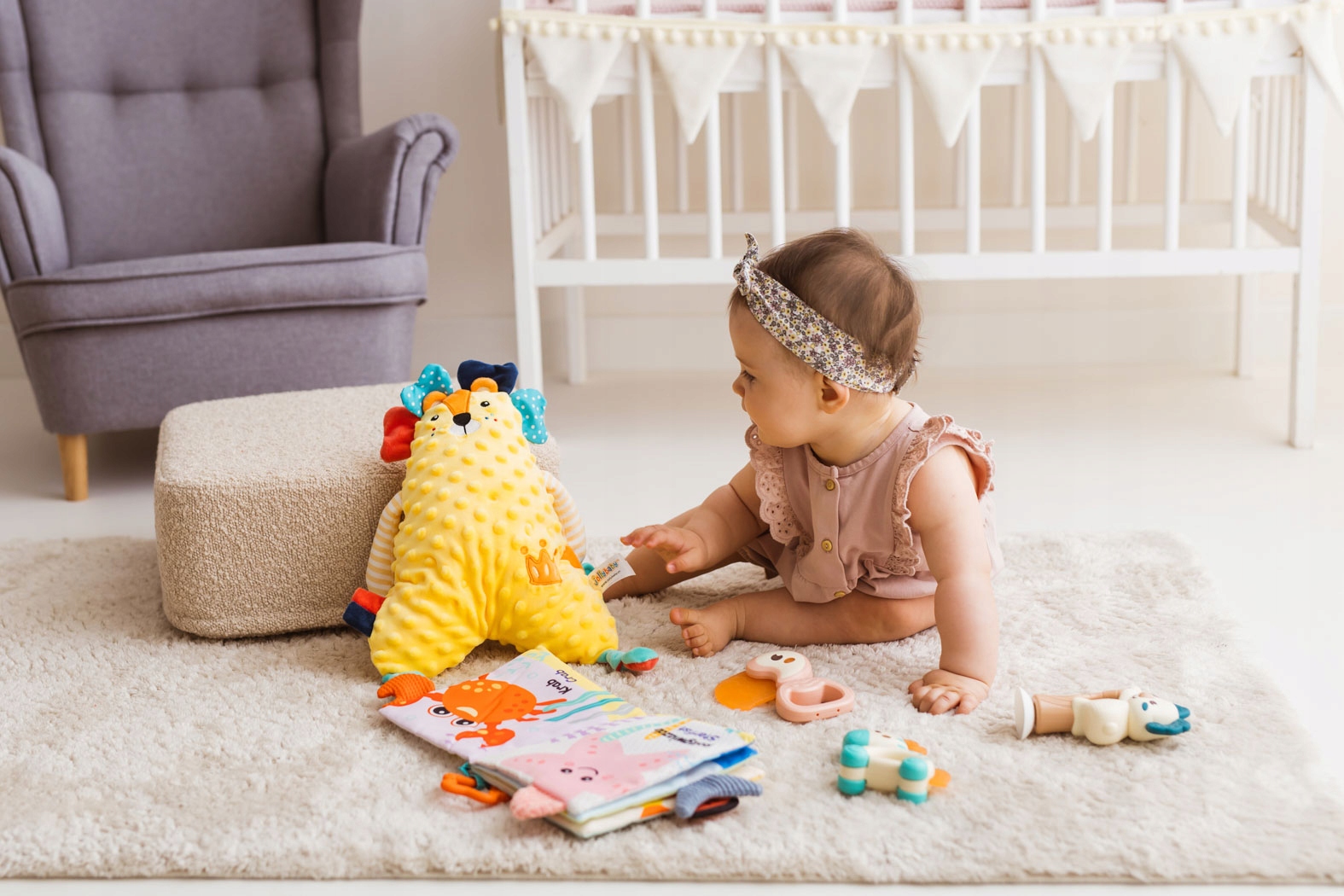 JOLLY BABY ZESTAW PREZENTOWY ZWIERZAKI MASKOTKA KSIĄŻECZKA GRZECHOTKI3M+