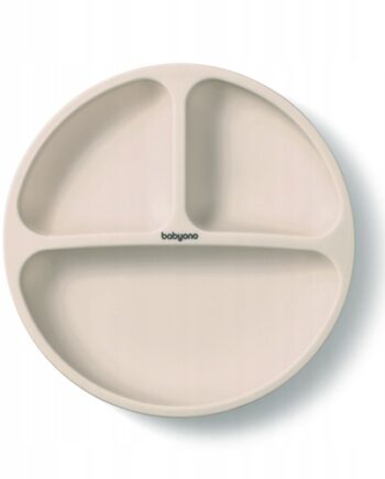 BABYONO TALERZYK SILIKONOWY PRZYSSAWKĄ 3 PRZEGRÓDKI 6M+ BEŻ