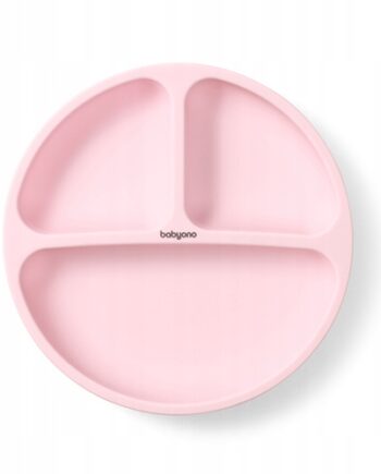 BABYONO TALERZYK SILIKONOWY PRZYSSAWKĄ 3 PRZEGRÓDKI 6M+ RÓŻ
