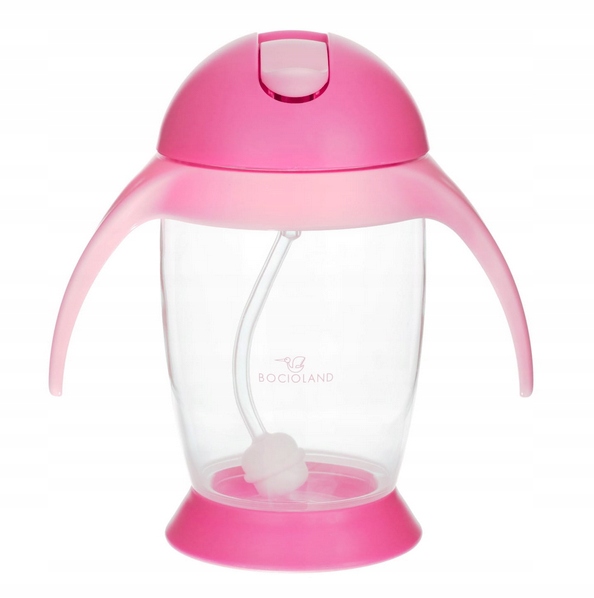 BOCIOLAND KUBEK Z ODWAŻNIKIEM PINGWIN Z UCHWYTAMI 300ML RÓŻOWY