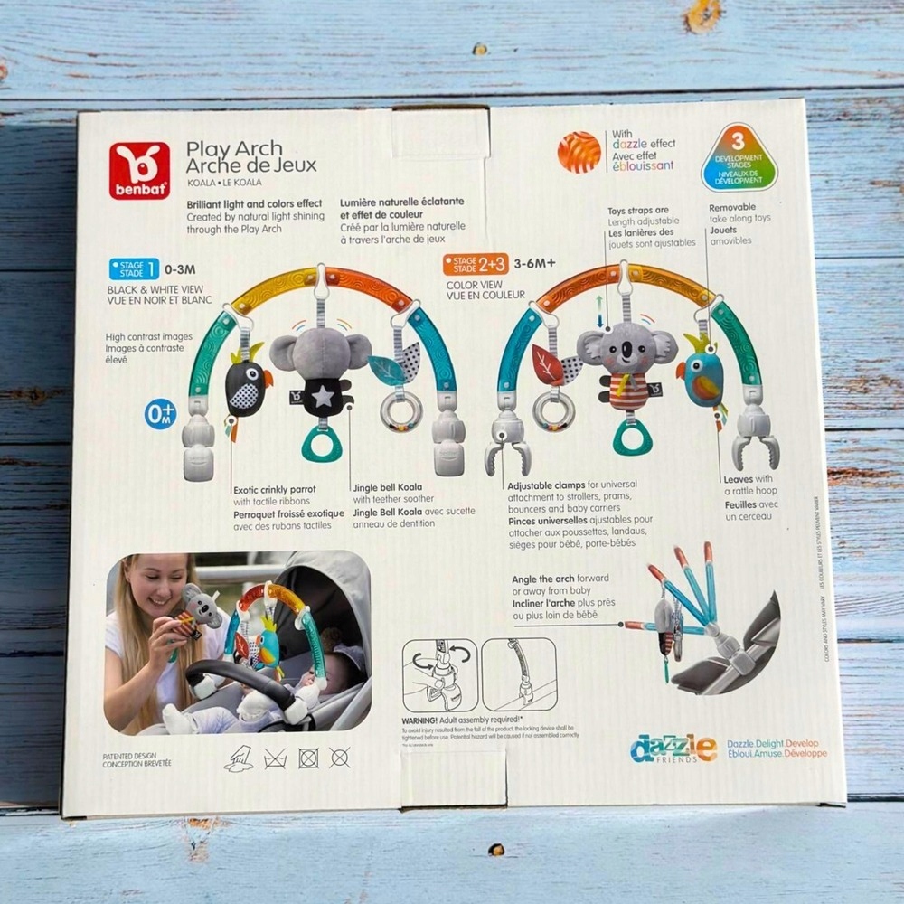 BENBAT ŁUK SENSORYCZNY Z ZABAWKAMI DO WÓZKA FOTELIKA KOALA ŚWIATŁA