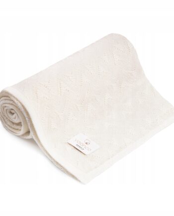 YOONCO KOCYK KOC LETNI BAMBUSOWY 80x100 CIENKI AŻUROWY MGIEŁKA KREMOWY