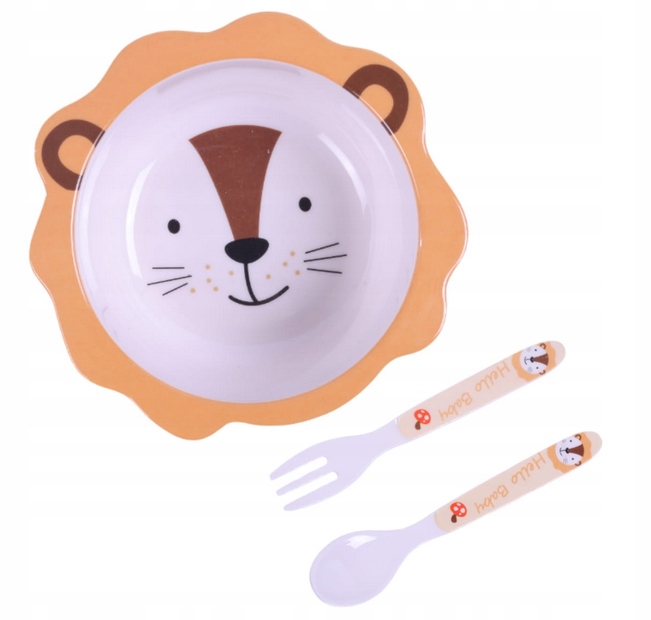 BOCIOLAND ZESTAW NACZYŃ Z MELAMINY DLA DZIECI 5 ELEMENTÓW LEW