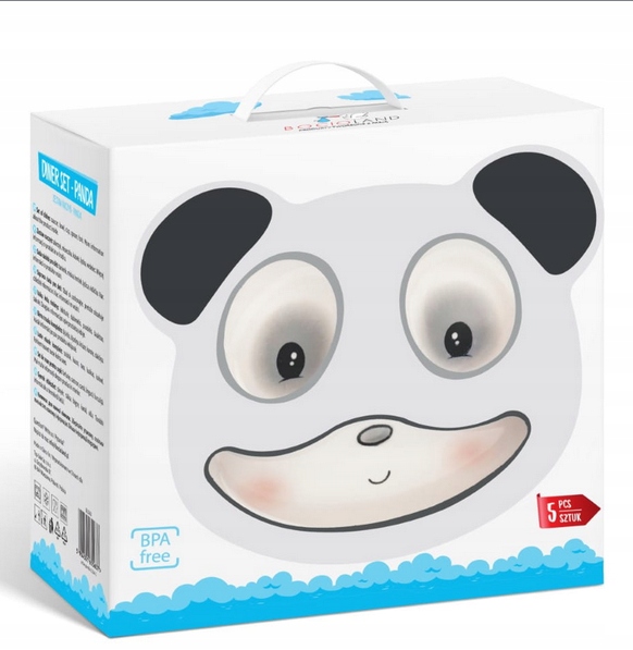 BOCIOLAND ZESTAW NACZYŃ Z MELAMINY DLA DZIECI 5 ELEMENTÓW PANDA