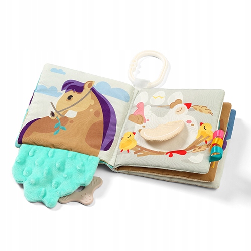 BABYONO KSIĄŻECZKA EDUKACYJNA SENSORYCZNA MIĘKKA FARMA Z GRYZAKIEM 0M+