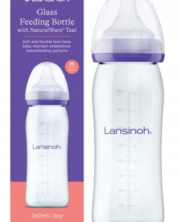 LANSINOH BUTELKA SZKLANA SMOCZEK WOLNY NaturalWave 240ML