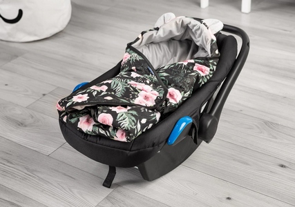 SENSILLO OTULACZ KOCYK DO FOTELIKA VELVET BAWEŁNA KWIATY CZARNE