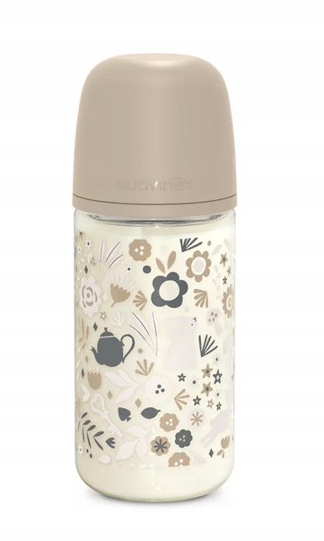 SUAVINEX BUTELKA SZKLANA SX PRO ŚREDNI PRZEPŁYW WONDERLAND 240ML BEŻOWA 3M+