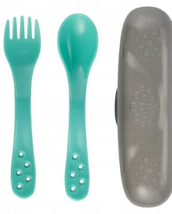 CANPOL ZESTAW SZTUĆCÓW WIDELEC I ŁYŻECZKA DLA DZIECI W ETUI TURKUS
