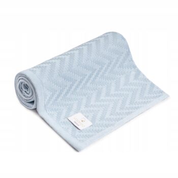 YOONCO KOC LETNI KOCYK BAMBUSOWY 80x100 CIENKI MGIEŁKA JODEŁKA NIEBIESKI