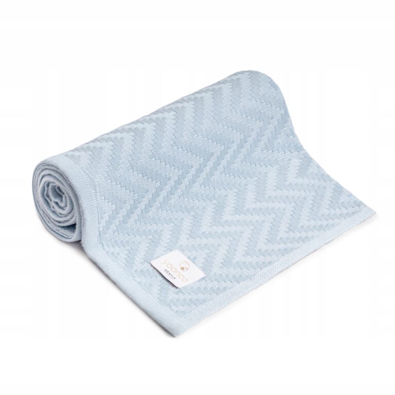 YOONCO KOC LETNI KOCYK BAMBUSOWY 80x100 CIENKI MGIEŁKA JODEŁKA NIEBIESKI