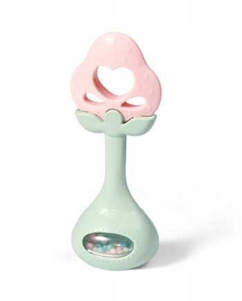 BABYONO EDUKACYJNY GRYZAK Z GRZECHOTKĄ STRAWBERRY 3M+
