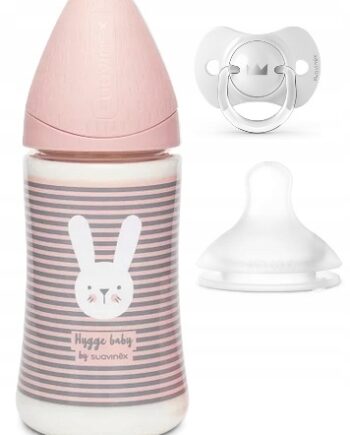 SUAVINEX BUTELKA 270ML HYGGE KRÓLIK + SMOCZEK SX PRO + SMOCZEK 0-6M RÓŻ