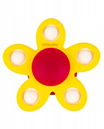 GiliGums ZAKRĘCONY KWIATEK POP IT Z PRZYSSAWKĄ 3M+ ŻÓŁTY