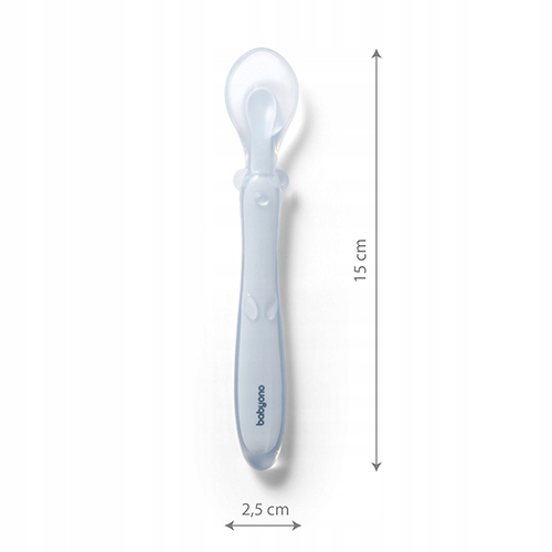 BABYONO ŁYŻECZKA ELASTYCZNA SILIKONOWA 6M+ NIEBIESKA