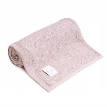 YOONCO KOCYK KOC LETNI BAMBUSOWY 80x100CM CIENKI AŻUROWY MGIEŁKA RÓŻOWY