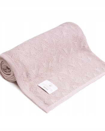 YOONCO KOCYK KOC LETNI BAMBUSOWY 80x100CM CIENKI AŻUROWY MGIEŁKA RÓŻOWY