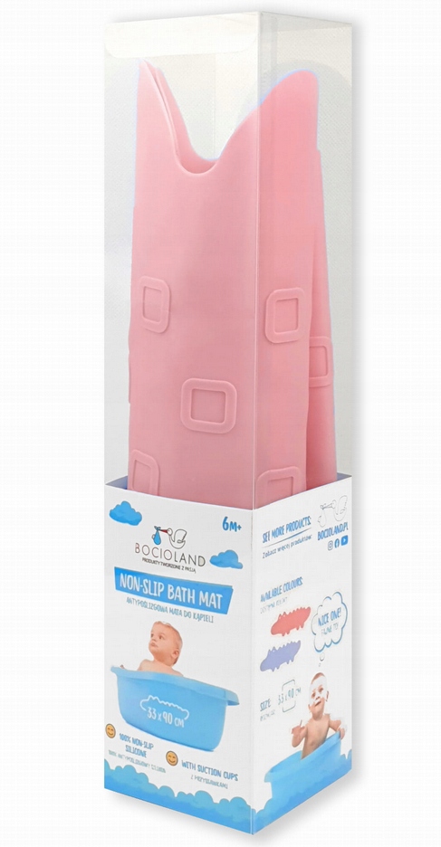 BOCIOLAND MATA ANTYPOŚLIZGOWA KROKODYL DO KĄPIELI SILIKON RÓŻ 33 × 90 cm