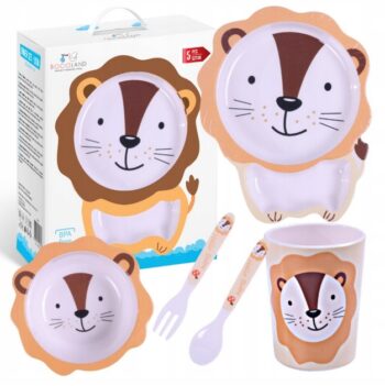 BOCIOLAND ZESTAW NACZYŃ Z MELAMINY DLA DZIECI 5 ELEMENTÓW LEW