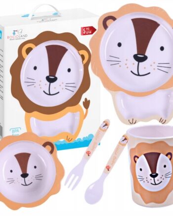 BOCIOLAND ZESTAW NACZYŃ Z MELAMINY DLA DZIECI 5 ELEMENTÓW LEW