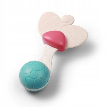 BABYONO GRZECHOTKA Z GRYZAKIEM SILIKONOWYM NA ZĄBKOWANIE 3M+ 1589