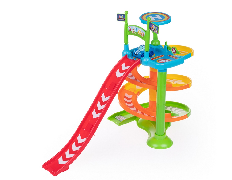 DUMEL FLOTA MIEJSKA ZJEŻDŻALNIA Z MIĘKKIM SAMOCHODZIKIEM 12M+