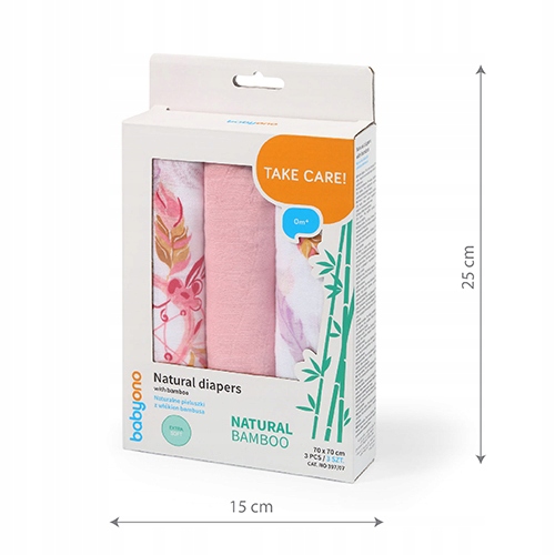 BABYONO PIELUSZKI PIELUSZKA BAMBUS MIĘKKIE 3 SZT