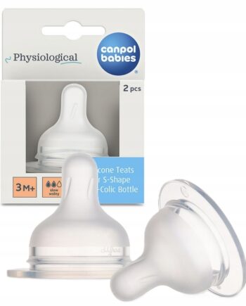 CANPOL DIFRAX SMOCZEK SILIKONOWY DO BUTELKI S-SHAPE M WOLNY 3M+ 2 SZTUKI