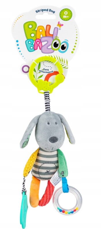 BALIBAZOO ZAWIESZKA PIES W PASKI GRYZAK GRZECHOTKA 0M+