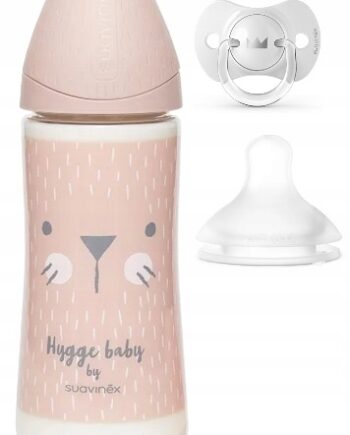 SUAVINEX BUTELKA 360ML HYGGE KOTEK + SMOCZEK SX PRO + SMOCZEK 0-6M RÓŻ