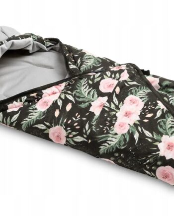 SENSILLO OTULACZ KOCYK DO FOTELIKA VELVET BAWEŁNA KWIATY CZARNE