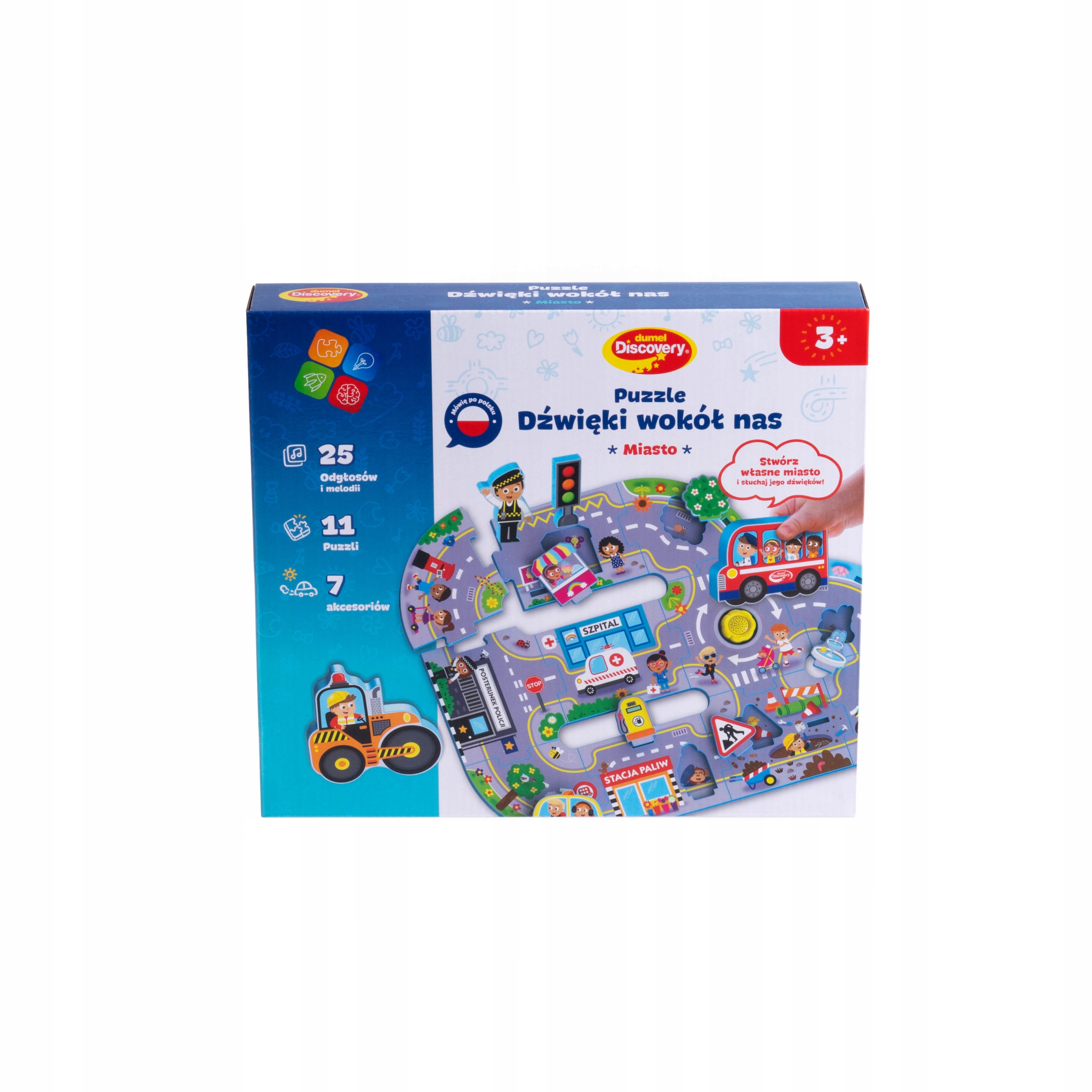 DUMEL PUZZLE DZWIĘKI WOKÓŁ NAS MIASTO ODGŁOSY MELODIE 3 OBRAZKI 3+