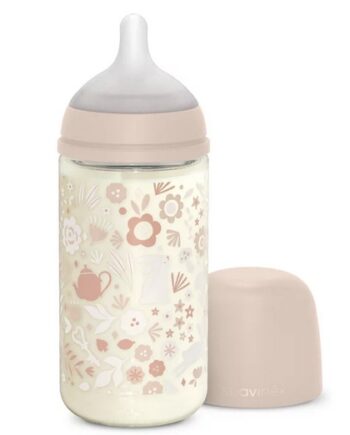 SUAVINEX BUTELKA SZKLANA SX PRO ŚREDNI PRZEPŁYW WONDERLAND 240ML RÓŻ 3M+