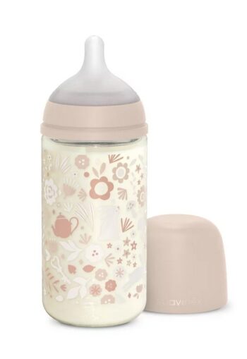 SUAVINEX BUTELKA SZKLANA SX PRO ŚREDNI PRZEPŁYW WONDERLAND 240ML RÓŻ 3M+