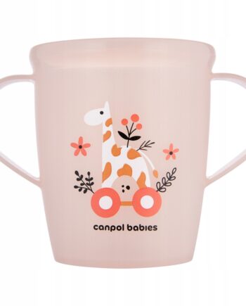 CANPOL KUBEK OTWARTY Z UCHWYTAMI PLASTIKOWY 250ML TOYS KORALOWY