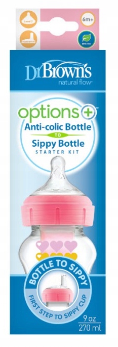 DR BROWN'S ZESTAW OD BUTELKI DO KUBKA OPTIONS+ 270ml SMOCZEK 6M+ I USTNIK