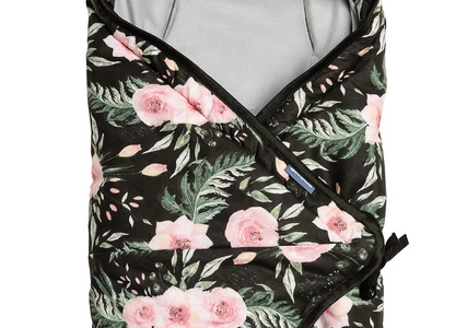 SENSILLO OTULACZ KOCYK DO FOTELIKA VELVET BAWEŁNA KWIATY CZARNE