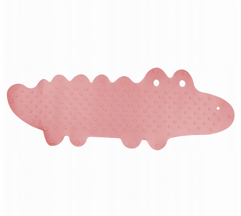 BOCIOLAND MATA ANTYPOŚLIZGOWA KROKODYL DO KĄPIELI SILIKON RÓŻ 33 × 90 cm