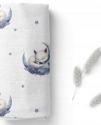 BOCIOLAND PIELUSZKA BAMBUSOWA CHUSTECZKA ULEWAJKA 40x40 CM ŚPIĄCE LISKI