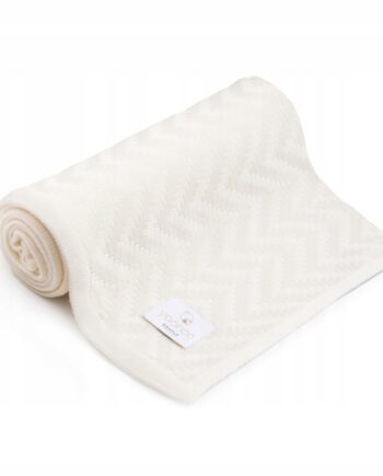 YOONCO KOCYK KOC LETNI BAMBUSOWY 80x100 CM CIENKI MGIEŁKA JODEŁKA KREMOWY