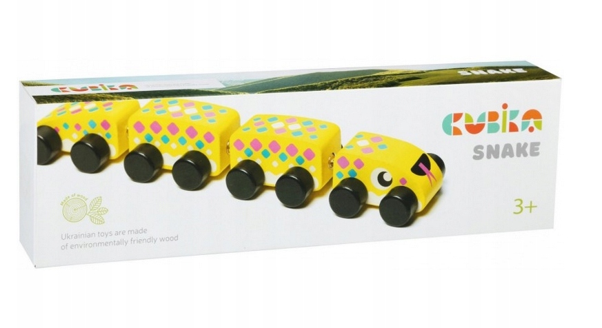 CUBICA DREWNIANA ŻMIJKA WĄŻ Z MAGNESAMI ZABAWKA MOTORYCZNA