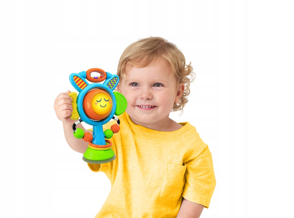 DUMEL SŁONECZKO NA PRZYSSAWCE MIGAJĄCE ŚWIATEŁKA GRZECHOTKA 6M+